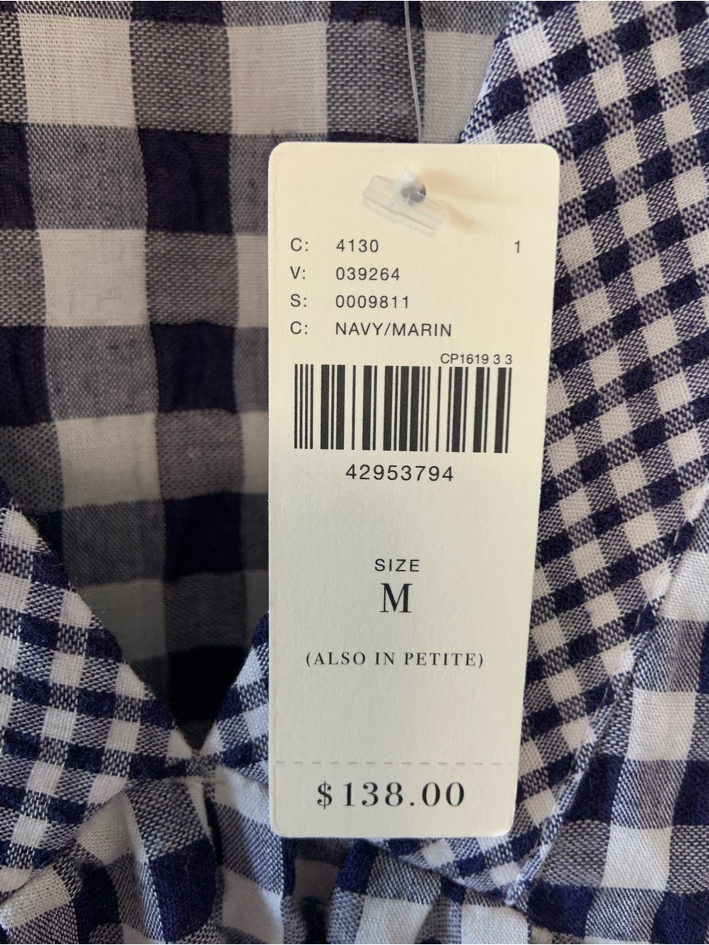 ANTHROPOLOGIE Gingham V Neck Swing Dress Blue White Size Medium - Picture 9 of 13